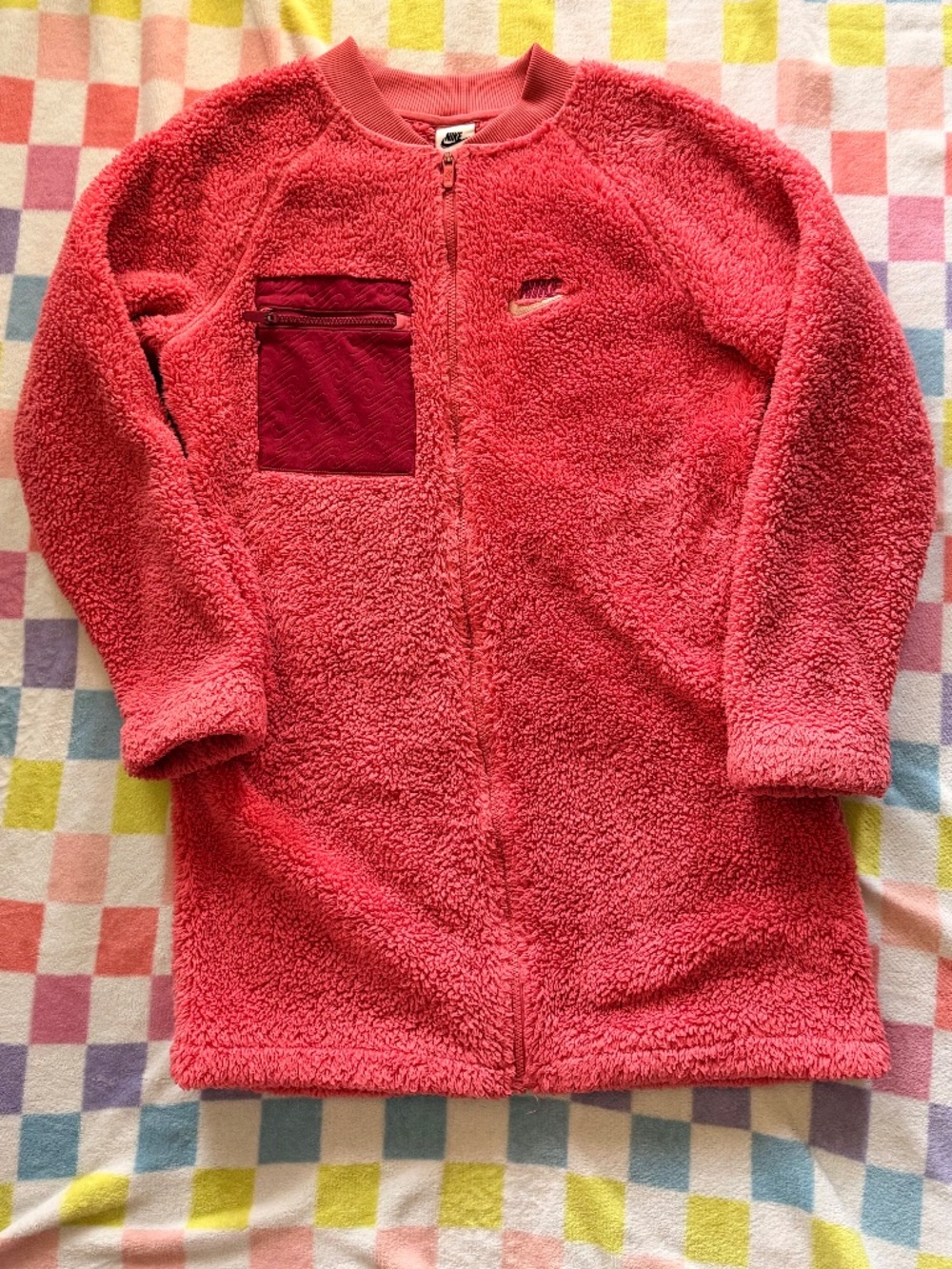 Girls Long Nike Zip up Fleece jacket Size XL (14/16)